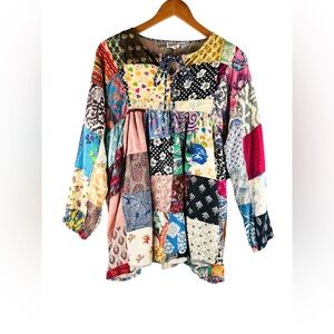 Gypsy Rose Handmade Colorful Patchwork Women's Top Cotton Free Size Boho